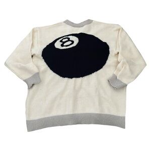 Cream and Black 8 Ball Crewneck Sweater